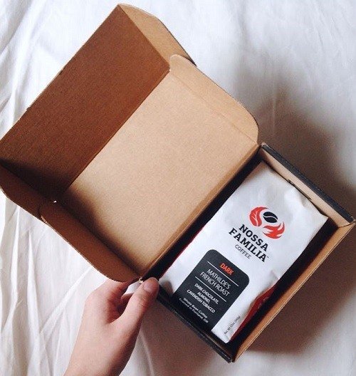 box of Nosa Familia coffee