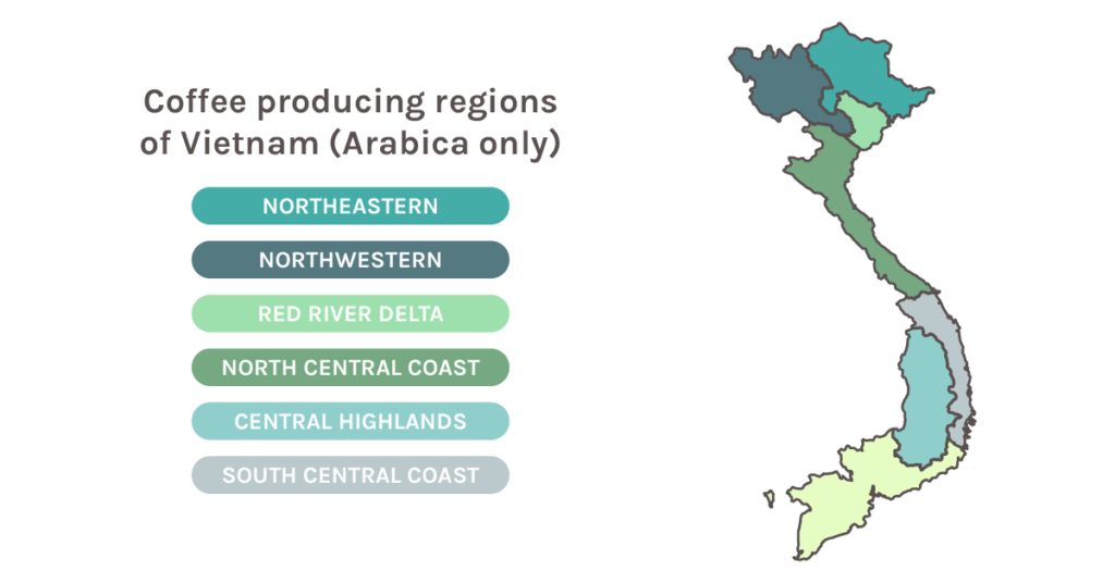 Map Of Vietnam's Coffee Producing Regions
